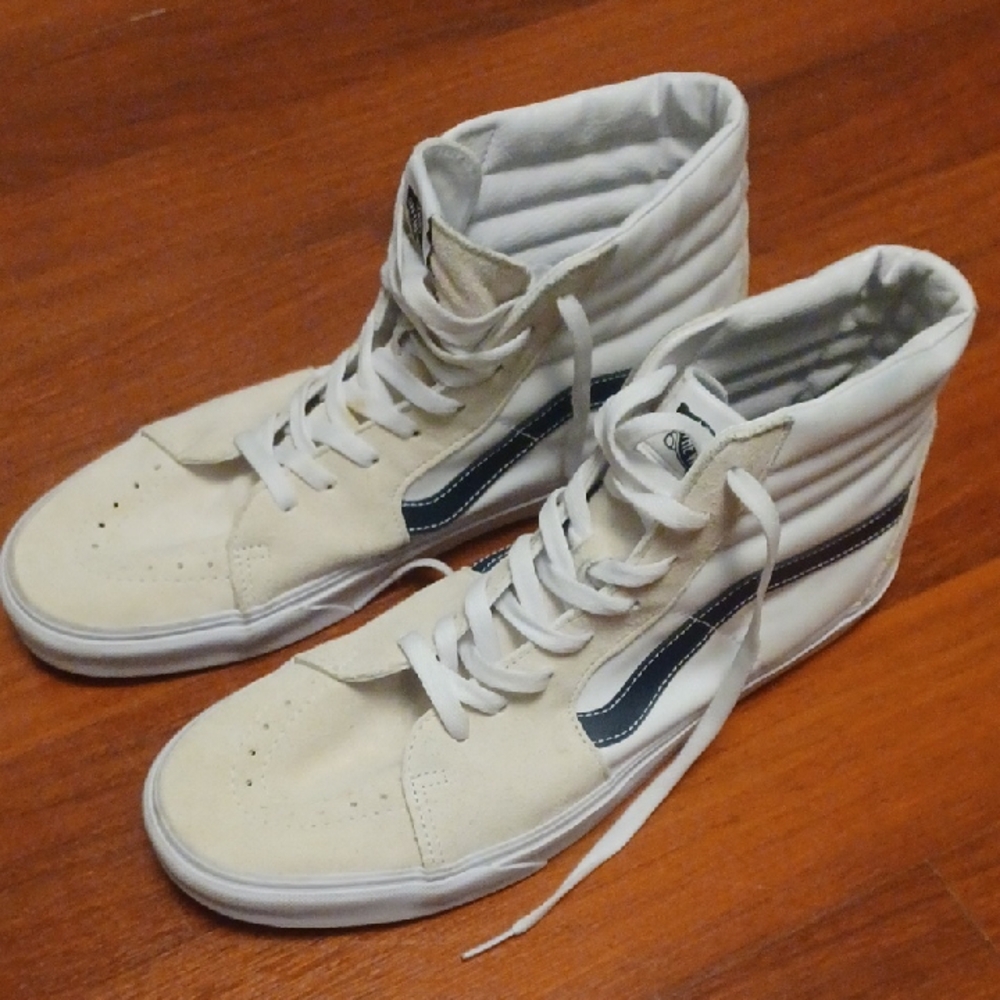 Vans Men's High-Top Sneakers - Cream and Black Size 13